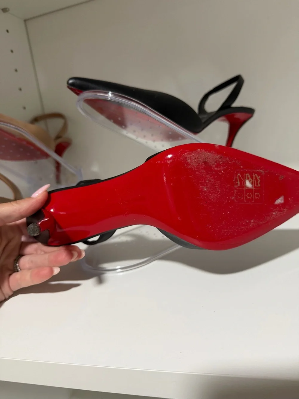 Christian Louboutin apostropha Black Leather Pointed Slingback Pumps